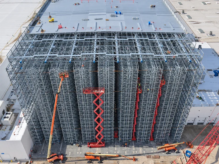 160-Foot viastore Crane Installation — viastore Rack-Supported Building